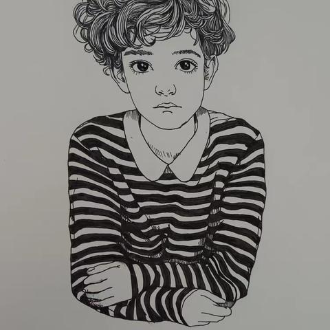 酷帅男孩女孩黑白画