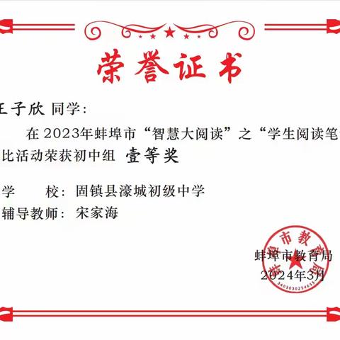 濠城中学“智慧大阅读”又添新彩——2023年市“智慧大阅读”评比我校获奖情况