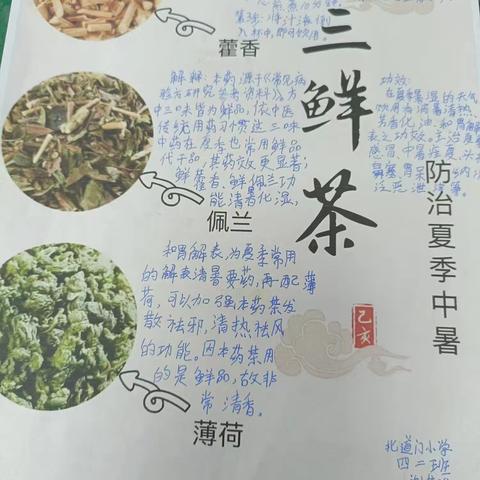 传承中医文化，弘扬中药国粹   ———开封市北道门小学开展制作防暑降温茶饮中医药活动