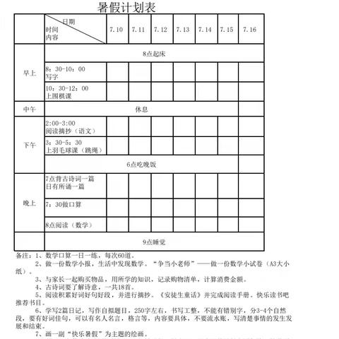 快乐的暑假（二年级）——王鲲博