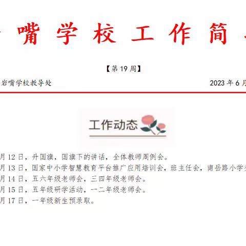 汉寿县岩嘴学校第十九周工作简报