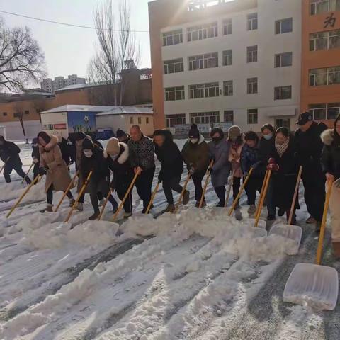 落凤街小学党员干部及教师志愿者清雪除冰