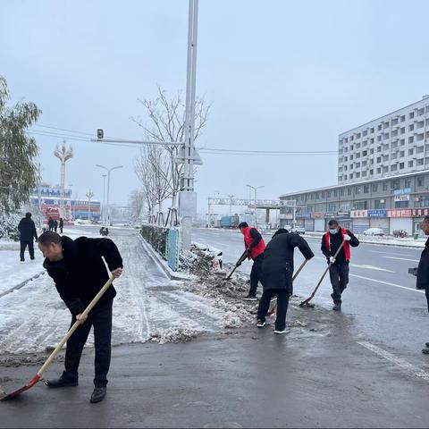 大桥街道退役军人应急救援志愿服务队参与扫雪除冰行动