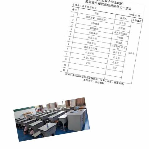 防震演练有秩序，师生安全有保障         ——益民实验小学北校区防震安全演练