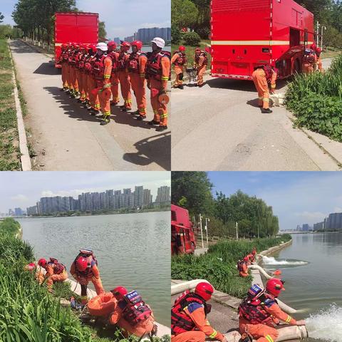 金茂九路消防救援站常态化开展排涝车辆测试训练