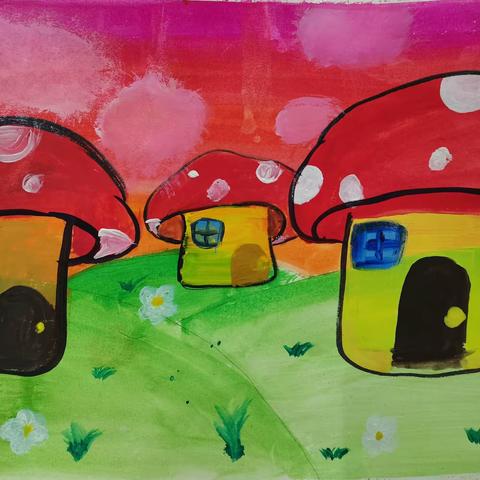 秀山第二小学四年级水粉画作业展《漂亮的房子》