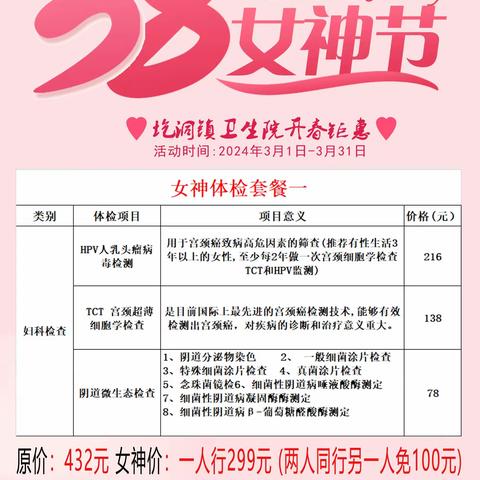 “关爱女性健康 献礼三八妇女节”——圪洞镇卫生院健康体检活动3月1日启动！