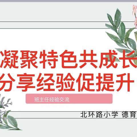 北环路小学“凝聚特色共成长    分享经验促提升”———班主任经验交流会