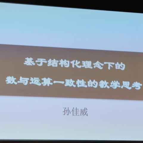 基于结构化理念下的数与运算一致性的思考——听孙佳威教授讲座有感