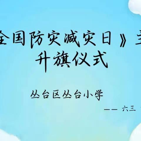 防震减灾，共筑生命安全防线——丛台小学《全国防灾减灾日》主题活动