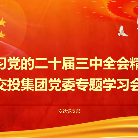 安达党支部组织传达学习党的二十届三中全会精神会议及市交投集团党委专题学习会精神