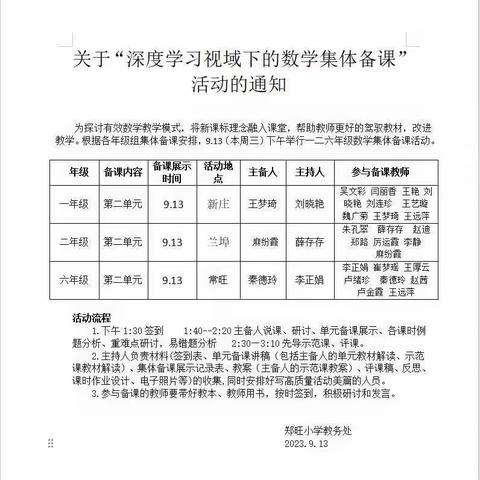 “聚”集体智慧，“备”精彩课堂 ————郑旺镇中心小学一年级数学集备