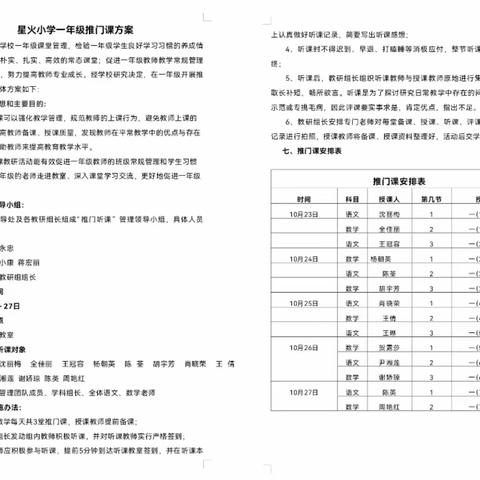 推门听课促成长，学习交流创高效 ——记三塘联合学校星火小学一年级推门听课活动