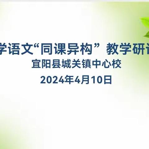 同课互学聚合力    异构互鉴促提升 ——记城关镇中心校小学语文“同课异构”教学研讨会