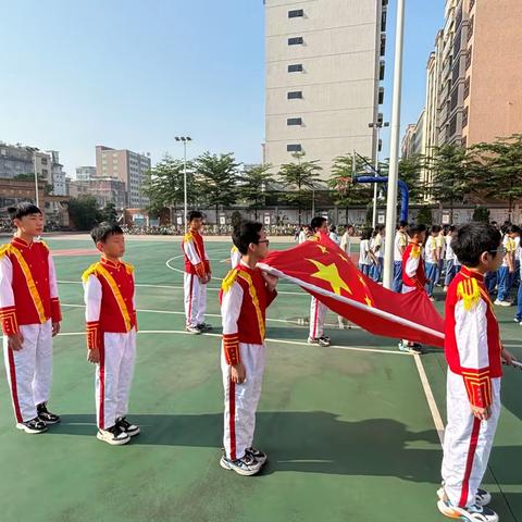 第十一周潮南区陈店镇美南小学升国旗、国旗下讲话暨期中练习表彰活动