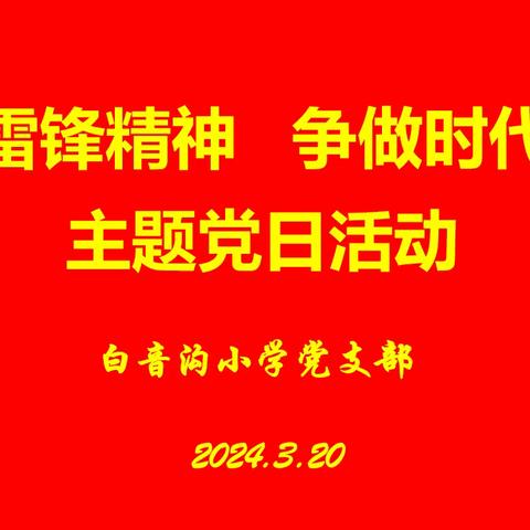 “学习雷锋精神  争做时代先锋”主题党日活动。         ——白音沟小学党支部