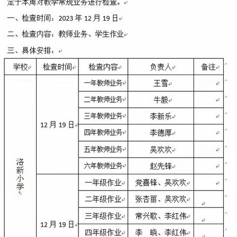 作业检查展风采，务实常规提质量————洛新小学开展学生作业及教师业务检查