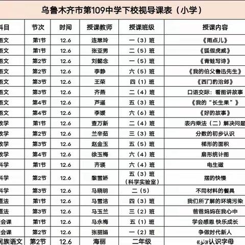 视导引领求精进    听课把脉促成长——乌鲁木齐市第109 中学市级视导活动纪实