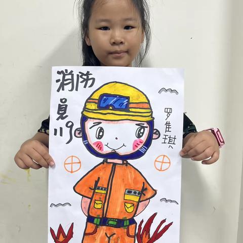 大班简笔画《消防员》