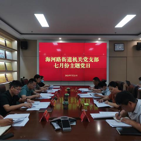 海河路街道机关党支部召开七月份主题党日