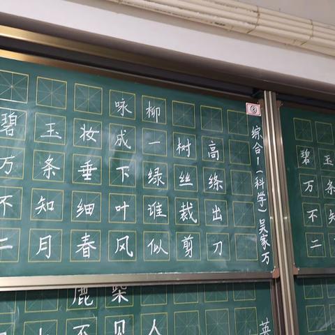 海口市滨海第九小学第三周科学组粉笔字练习