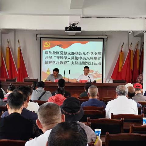 澄波社区党总支部联合九个党支部“开展深入贯彻中央八项规定精神学习教育”支部主题党日活动