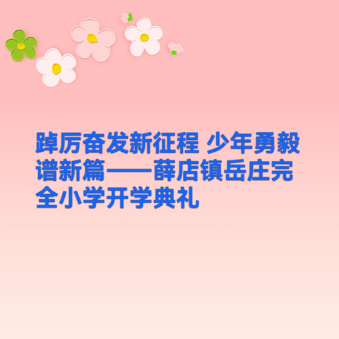 踔厉奋发新征程 少年勇毅谱新篇——薛店镇岳庄完全小学开学典礼