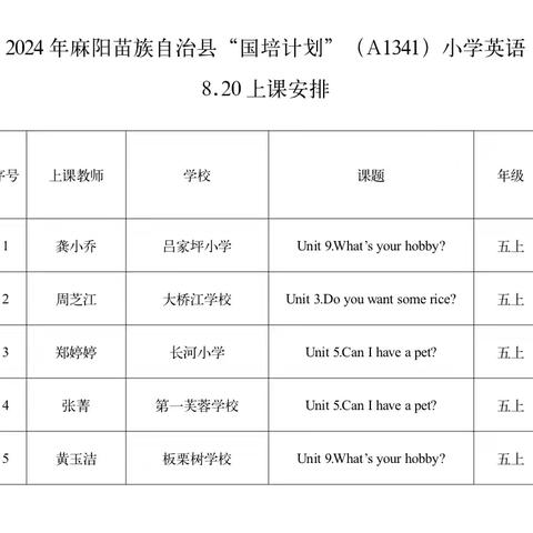 聚焦课标新视觉   探索课堂展风采 ——2024年麻阳苗族自治县“国培计划”（A1341）小学英语骨干教师培训