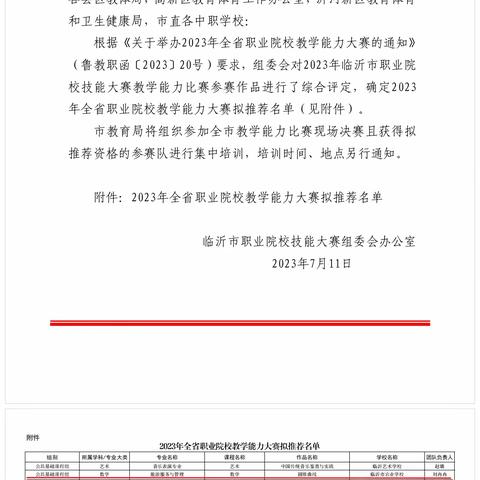 临沂市农业学校教师技能大赛创历史最好成绩 — —7个团队获省赛资格 4个团队入围省级决赛