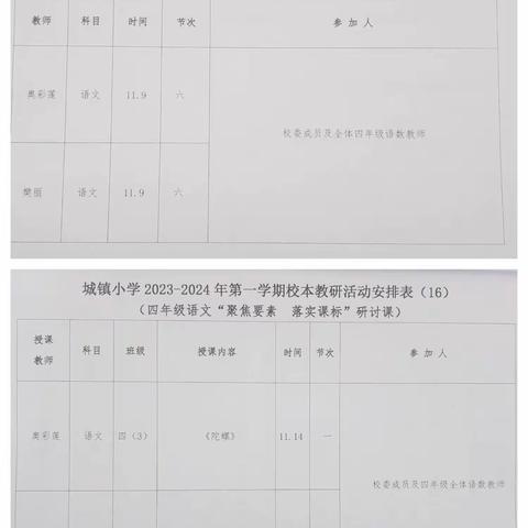 【城小•教学相长】践行双新理念 落实核心素养——城镇小学四年级语文组“聚焦要素  落实课标”校本教研活动纪实(十五）