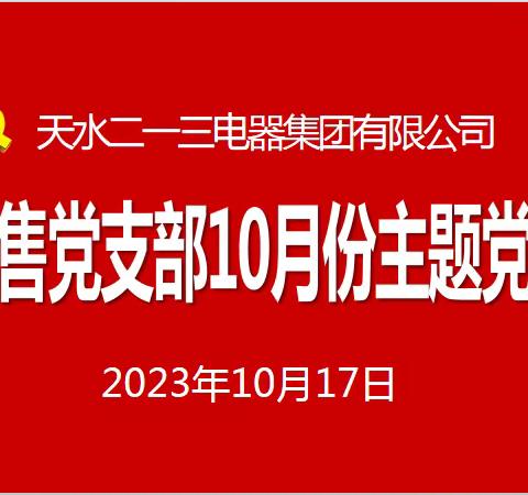 销售党支部开展10月份“三会一课”暨主题党日活动