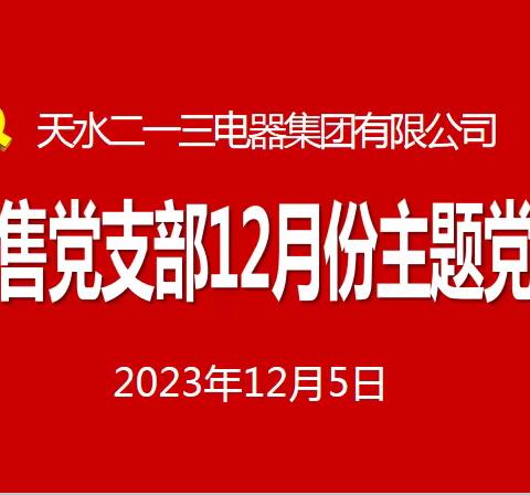 销售党支部开展12月份“三会一课”暨主题党日活动