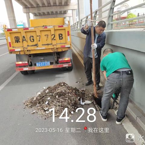 抢险大队配合泵站清掏雨篦子