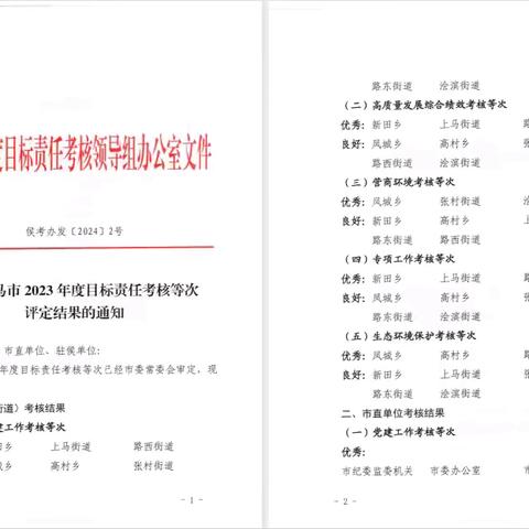 考核验实绩 奋进谱新篇 ——侯马市水务局2023年目标责任考核等次取得优异成绩