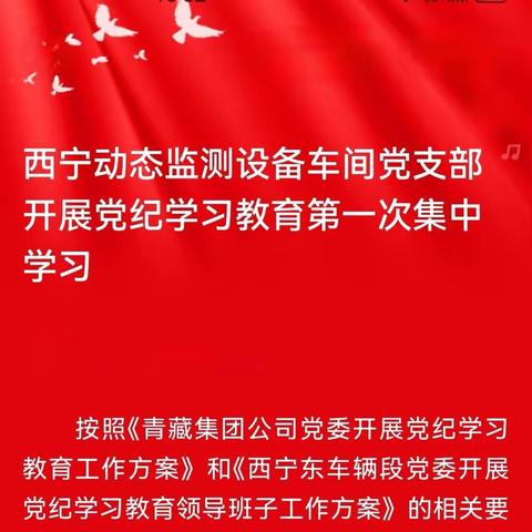 西宁动态监测设备车间党支部开展党纪学习教育第一次集中学习