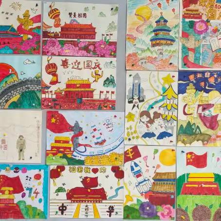 “翰墨悠悠书豪情，彩笔点点展风采” ﻿——莱州市玉皇中学校园艺术节“迎国庆”书画展精彩纷呈
