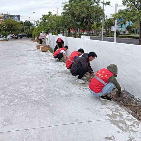 八所镇永安社区居委会门前垃圾清理