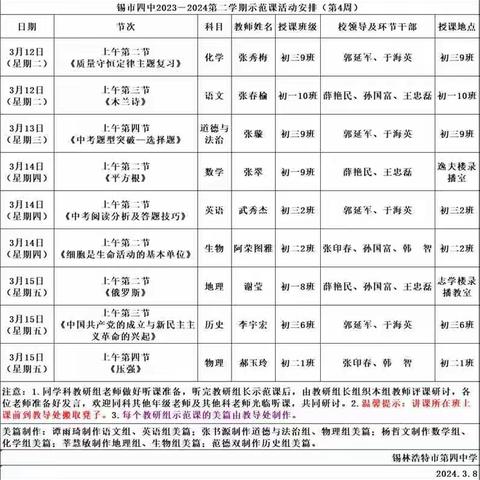 引领展风采 研讨促成长——锡市四中开展教研组长示范课活动