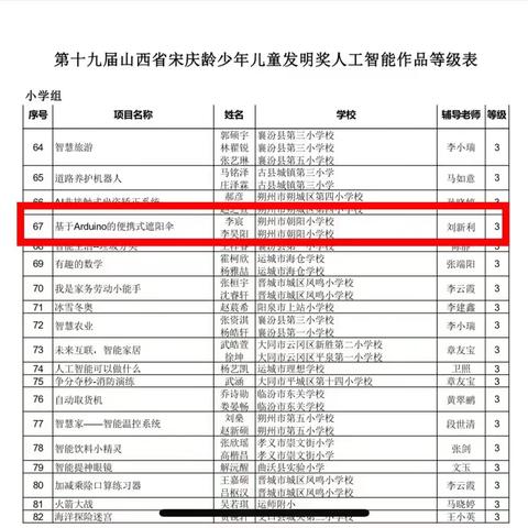 朝阳小学科技社团在全国科技类竞赛中斩获大奖