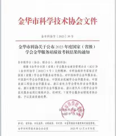 浙江省汽车工程学会金华技术服务站顺利通过金华市科协绩效考核