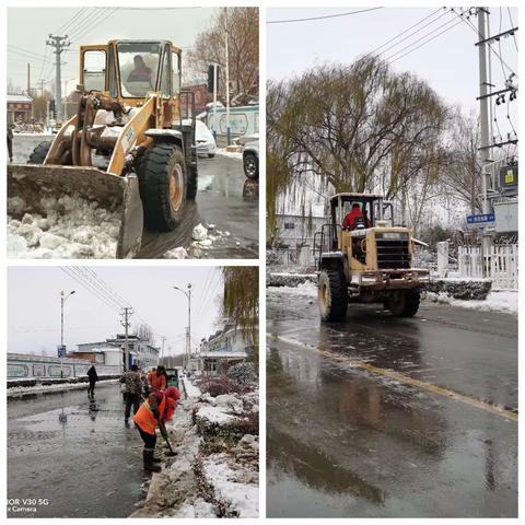 洪范池镇开展“雪寒人心暖  道路奋战保畅通”清雪防灾工作