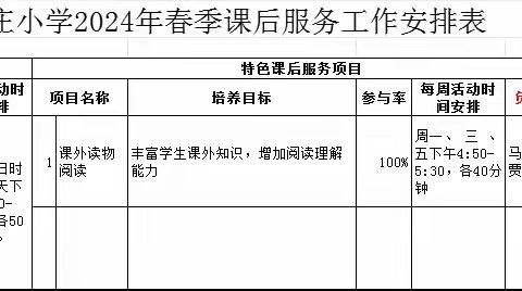 邢湾学区郑庄小学课后服务工作安排