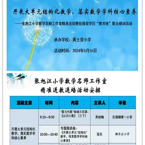 名师引领逐光而行 联合研训笃行致远 ――张旭江小学数学名师工作室精准送培暨驻操营学区“教共体”联合研训活动纪实