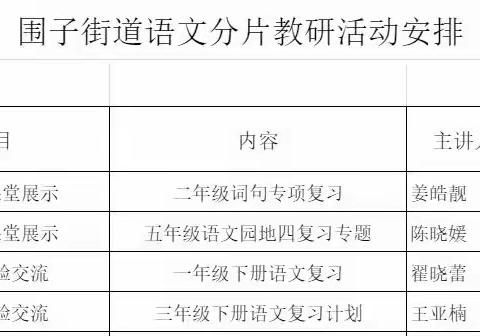 温故知新，全力以“复”——围子街道围子片区语文组复习教研活动在围子小学举行