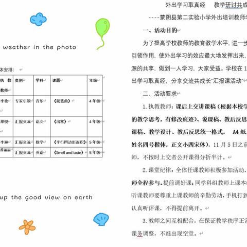 外出学习取真经 教学研讨共成长 ---蒙阴县第二实验小学外出培训教师学习汇报交流活动