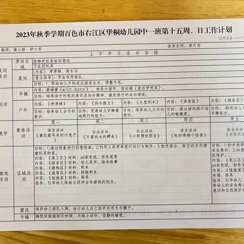 华桐幼儿园中一班第十五周成长记录