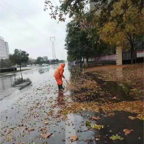 环卫雨后忙清理 道路洁净保畅通