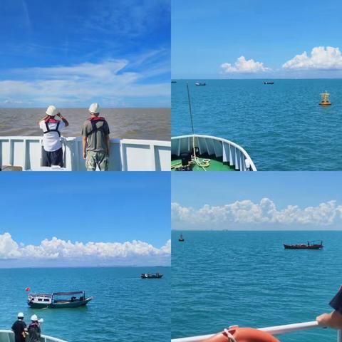 2025年9月17日海口市农业农村局中国渔政46026船，早上09：00时由海口华彩游艇会丹娜码头出发，前往海上开展障网工作