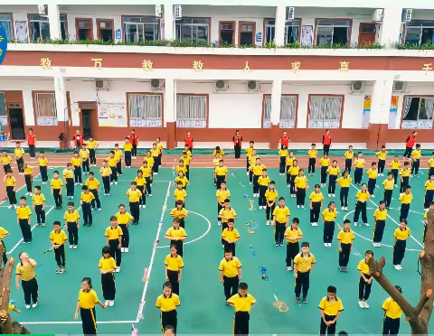 加禾小学联合党支部、龙嘉小学党支部、嘉禾新都学校党支部“红联共建育英才”大课间交流活动