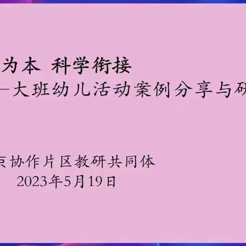 儿童为本，科学衔接——2022-2023学年第二学期望京协作片区幼儿园大班幼儿活动案例分享及研讨